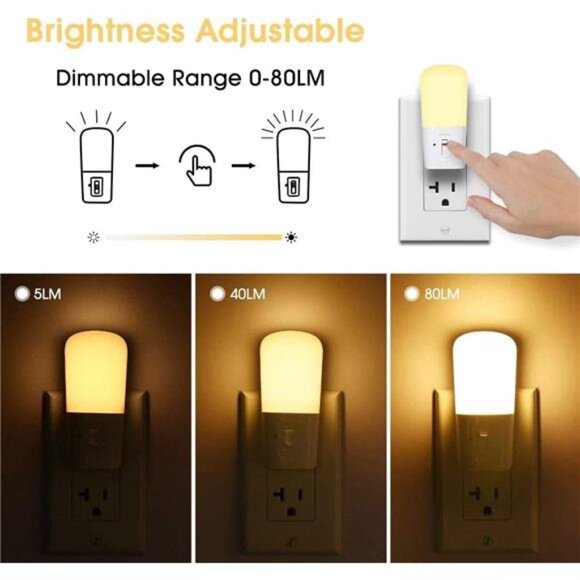 LED Dimmable Night Light[2 Pack], LED Night Lights Plug into Wall with Sensor - Picture 6 of 7